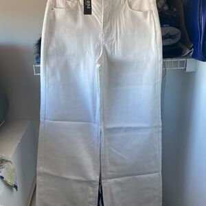 White House Black Market Women's Wide Leg White Jeans